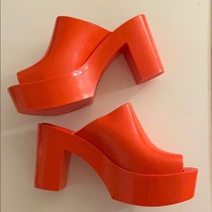 Brand new Mellisa Orange Chunky Heel Mules size 7